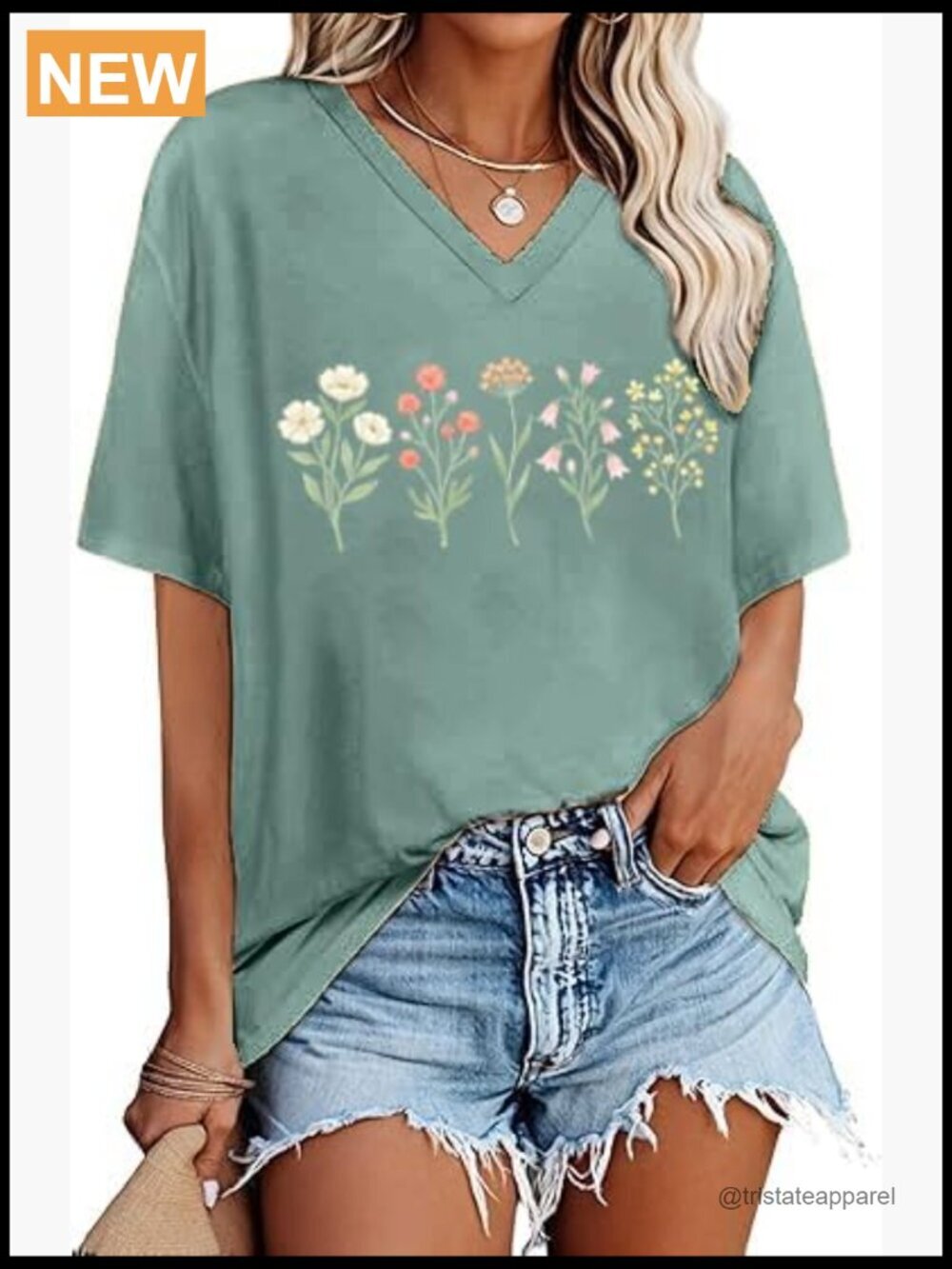 Oversized V-Neck Graphic Tee Loose Fit Short Sleeve T-Shirt